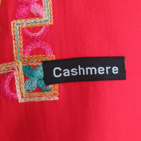 New Embroidered Pashmina Cashmere Wool Shawl Stole Wrap Scarf Throw 67x27" Red - Picture 13 of 13